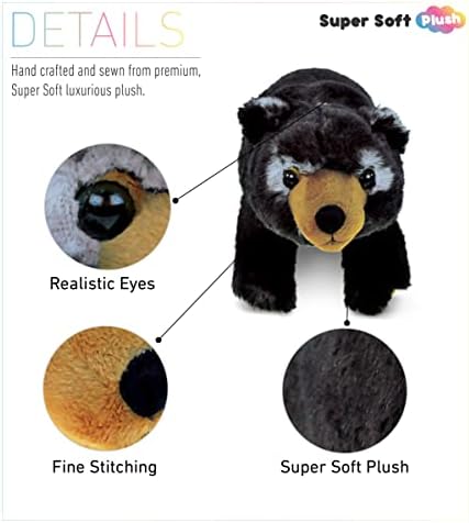 DolliBu Standing Black Bear Plush Stuffed Animal - 11 Inch