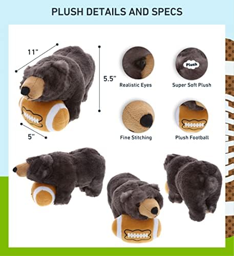 DolliBu 11 Inch Black Bear Plush with Football