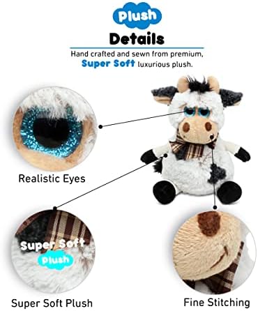 Puzzled DolliBu Plush Cow with Bow Toy 7 Inch