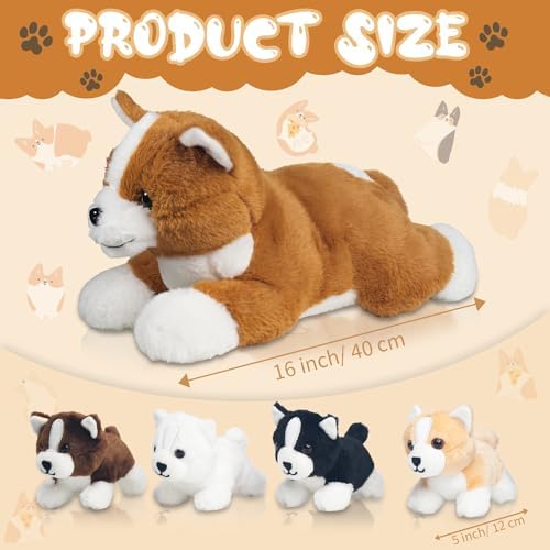 5 Pieces Dog Stuffed Animal Set with Babies Inside