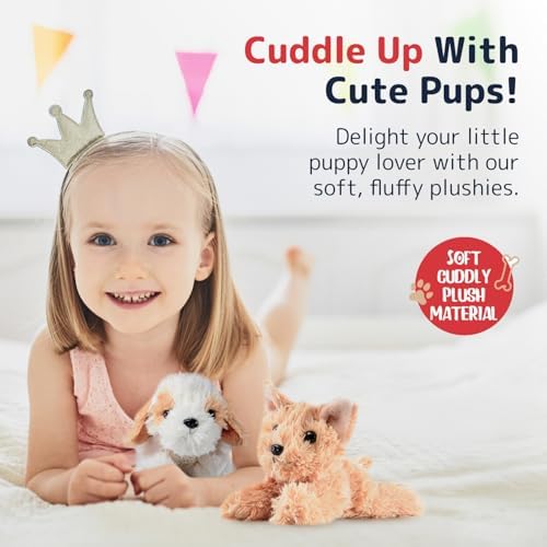 PREXTEX Stuffed Puppies Set of 4 - 6 Inch Plush Toys for Kids