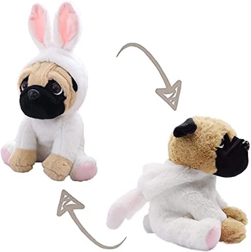 CASAGOOD Pug Dog Plush in Bunny Rabbit Costume