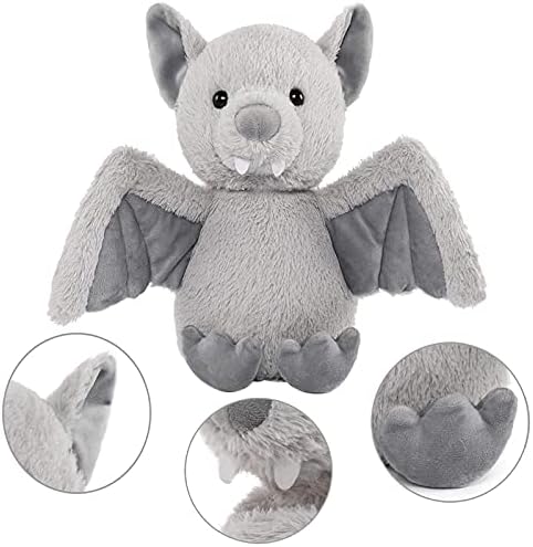 Cuddly 11 Inch Grey Plush Bat Halloween Stuffed Animal Toy