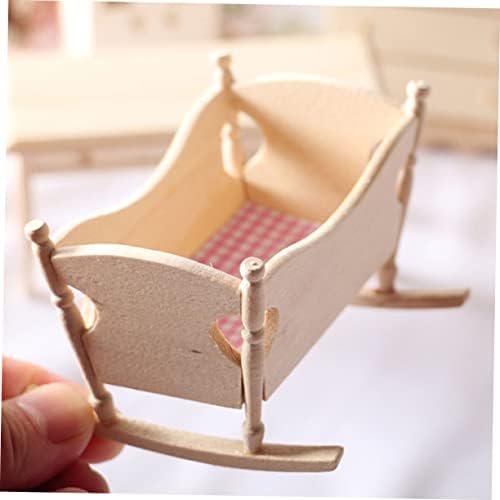CIYODO Mini Wooden Cradle Model for Dollhouse 1