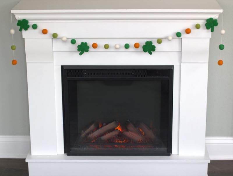 Shamrock Garland St Patricks Day Handmade Green Orange White