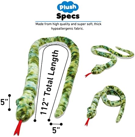 DolliBu Green Snake Giant Plush Pillow