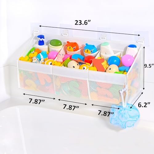KPH Bath Toy Holder with 6 Pockets and Mesh Drying Design