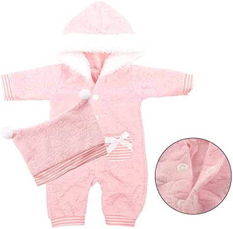 Miunana Baby Doll Clothes Pink Jumpsuit and Cap Set