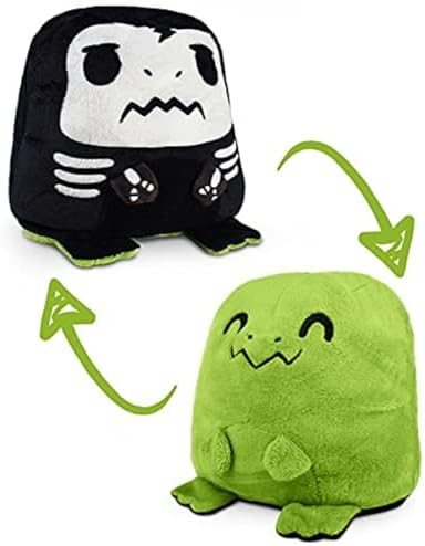 TeeTurtle Reversible Dinosaur Plushie - Green T-Rex Skeleton