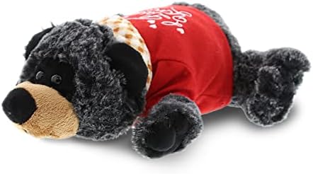 DolliBu Personalized Lying Black Bear Plush - I Love You 9 Inches
