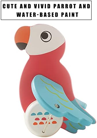 RUYU Parrot Wooden Push Pull Toy for Toddlers