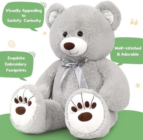 MorisMos 36in Giant Gray Teddy Bear Plush Toy