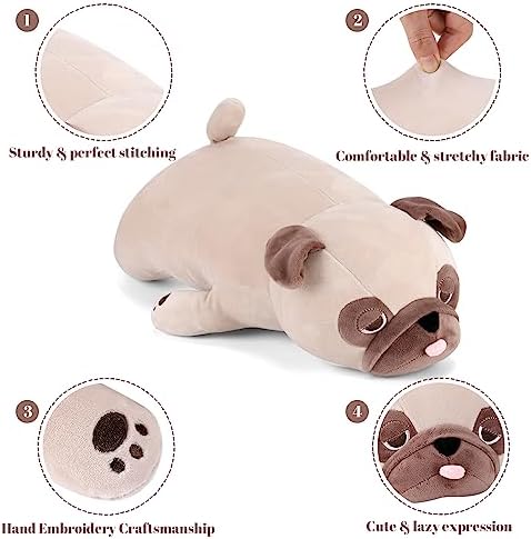 Meowtastic Pug Weighted Plush - 28 Inch 40 Lbs Comfort Pillow
