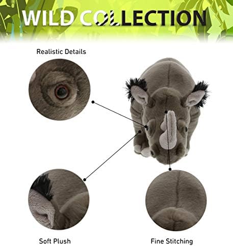 DolliBu Wild Stuffed Animal Soft Plush Rhino Toy for Kids