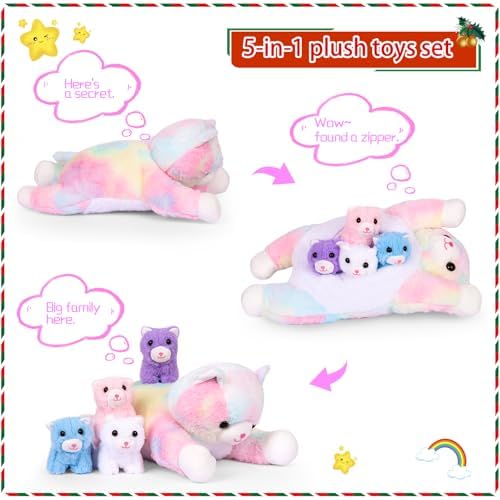 PLYFOU 5 Pieces Cat Plush Toys Set for Kids