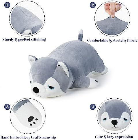 Meowtastic Husky Weighted Plush Toy - 28 Inch 40 lbs