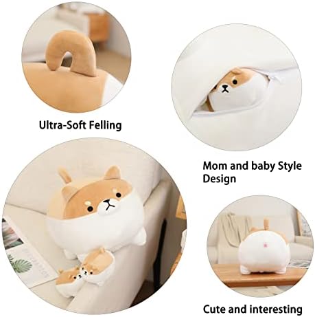 SQEQE Stuffed Shiba Inu Plush Toy with 4 Baby Plushies