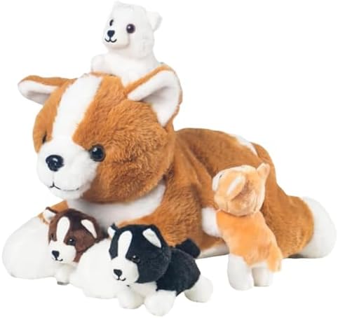 5 Pieces Dog Stuffed Animal Set with Babies Inside