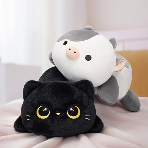 Cute Black Cat Plush Pillow - Kawaii Plushie for Kids Girls