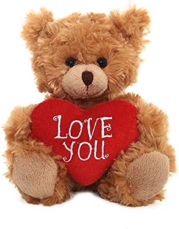 Plushland Stuffed Mocha Heart Bear - 9 Inch Plush Toy