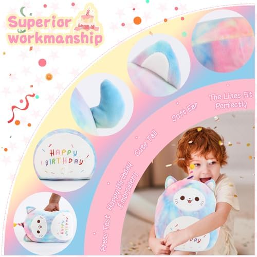 ForYoung 12 Happy Birthday Cat Plush Pillow