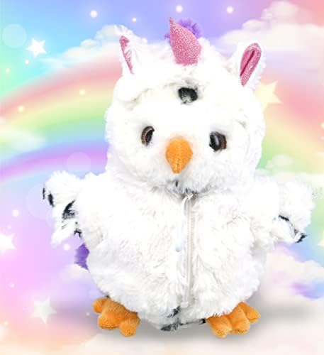 DolliBu White Owl Unicorn Plush Stuffed Animal - 85 Inches