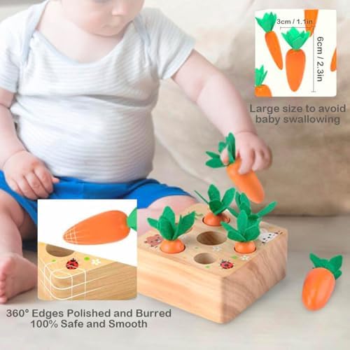Ancaixin Wooden Montessori Carrot Harvest Toy