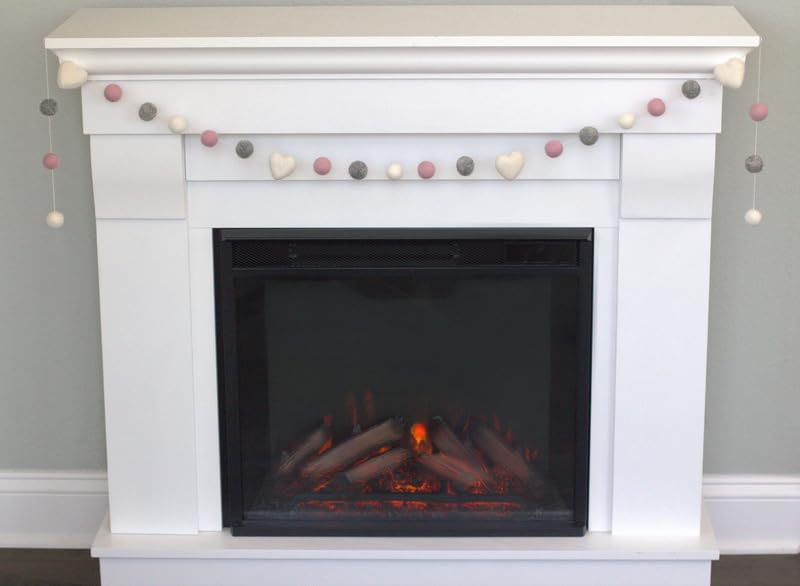 Matthew Mae Heart Felt Garland - Pink Gray White