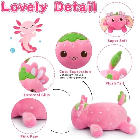 Cute Strawberry Axolotl Plush Pillow Toy