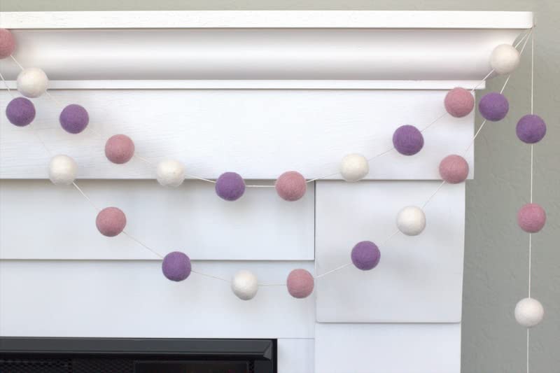 Matthew Mae Felt Ball Garland - 1 Inch Balls - Pink Purple