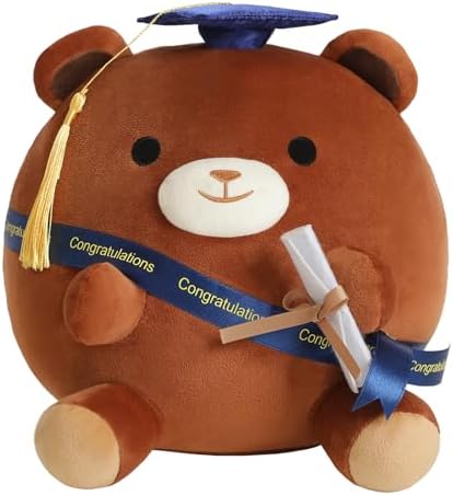 Finebee Brown Bear Plushie Graduation Gift with Cap for Kids