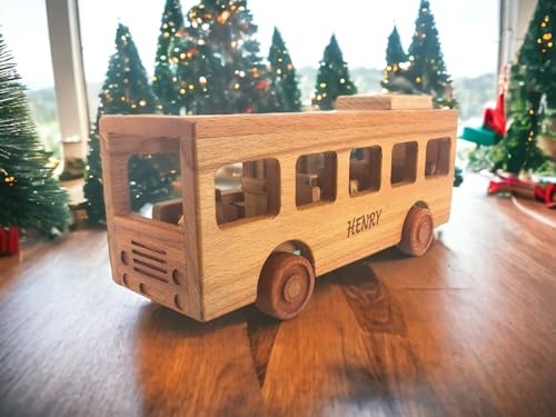 Personalized Wooden School Bus Toy for Toddlers 1