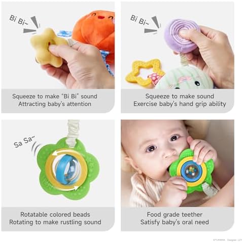 TUMAMA Hanging Baby Toys 4 Pack - Vegetable Teether Set