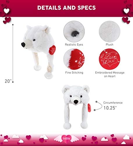 DolliBu I Love You Polar Bear Plush Hat - 16 Inches