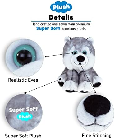 Puzzled DolliBu Plush Husky Dog - Soft Huggable 9 Inch Grey Sled Dog Toy