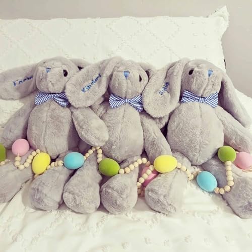 DIBSIES Personalized Hoppity Floppity Bunny 18 Inch Gray with Blue Bowtie 1
