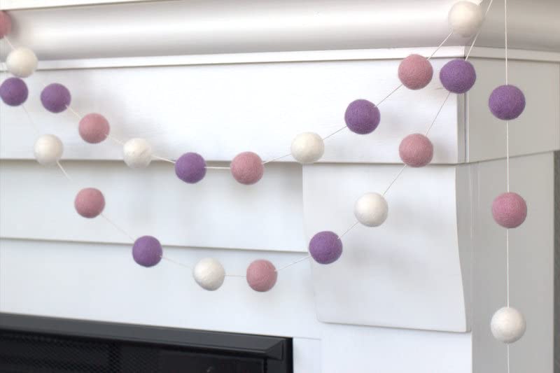 Matthew Mae Felt Ball Garland - 1 Inch Balls - Pink Purple