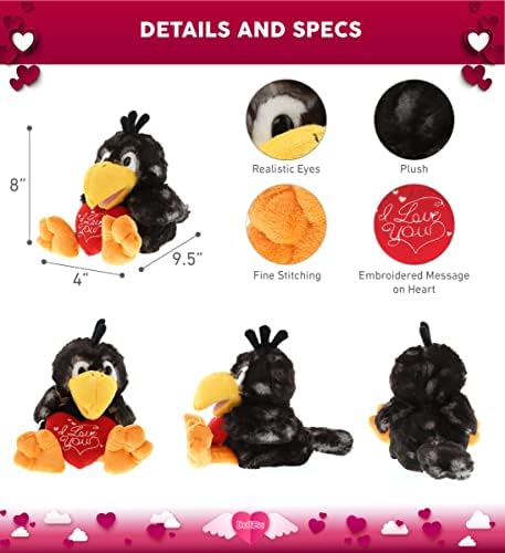 DolliBu I Love You Valentine Sitting Crow Plush - 95 Inches
