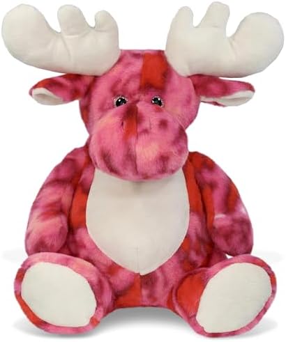 DolliBu XL Pink Tie-Dye Moose Plush Stuffed Animal