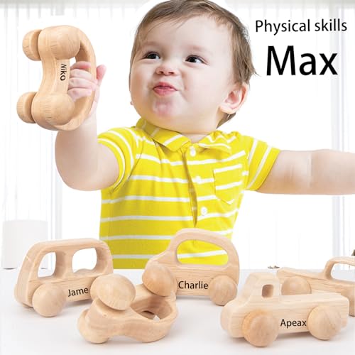 Personalized Name Wooden Toy Car for Toddlers 1-3 1