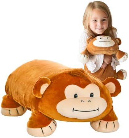 Cuddly Memory Foam Pillow Plush with Belly Pocket - Jesi The Monkey
