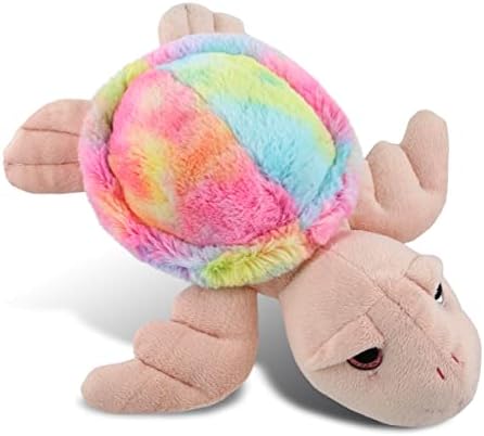 DolliBu Rainbow Pink Sea Turtle Plush Toy 11 Inch