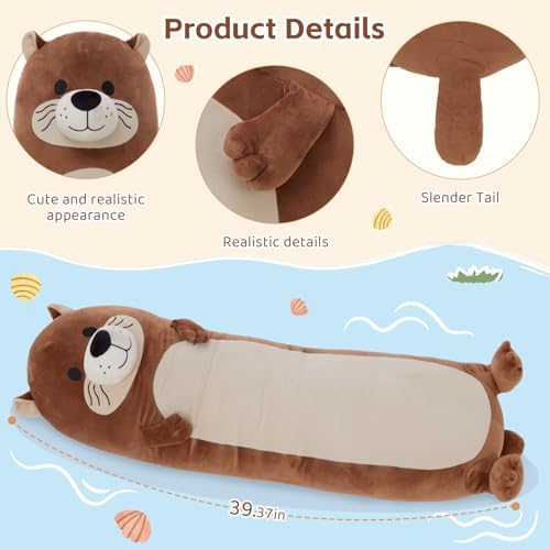 Tezituor Long Sea Otter Plush Pillow 395 Inch Soft Cuddly Stuffed Animal