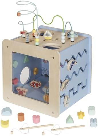 Buoyantkids Wooden Activity Cube 7-in-1 Montessori Toy
