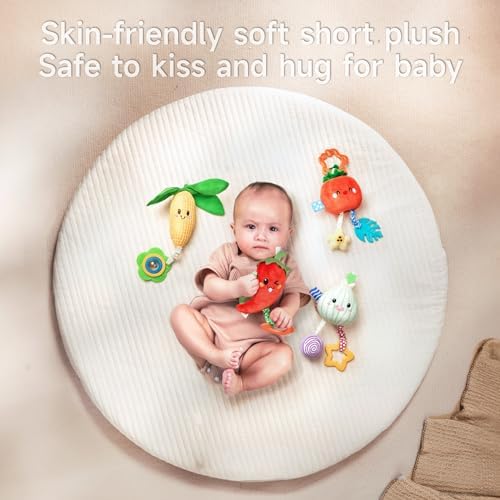 TUMAMA Hanging Baby Toys 4 Pack - Vegetable Teether Set