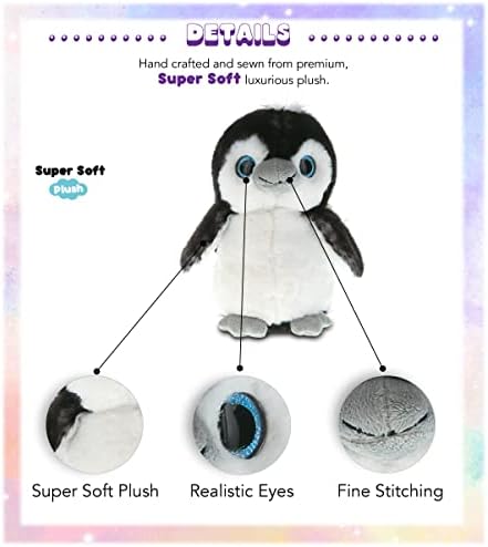 DolliBu Grey Penguin Plush - Huggable 9 Inch Stuffed Animal