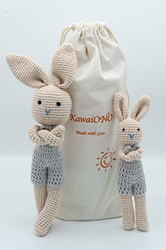 KawaiOnO Bunny Dad Cream Blue Handmade Plushie Doll