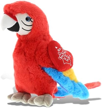 DolliBu I Love You Valentine Red Parrot Plush Toy