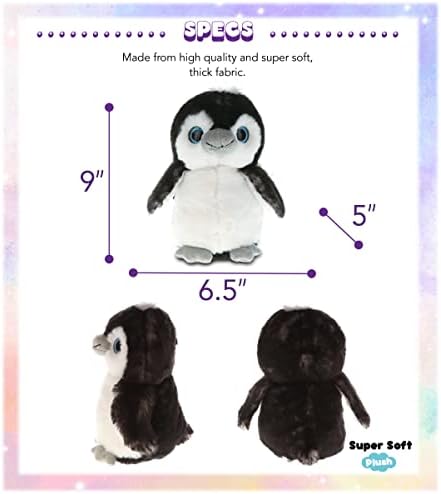 DolliBu Grey Penguin Plush - Huggable 9 Inch Stuffed Animal