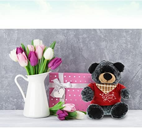 DolliBu I Love You Valentine Black Bear Plush - 8 Inches